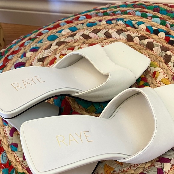 NWT RAYE White Mules Slide Heels - Picture 6 of 6